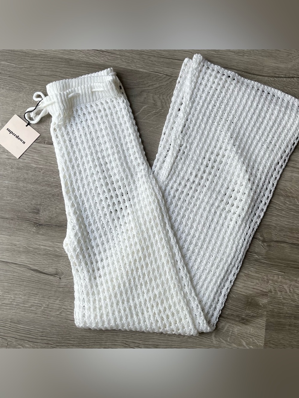 superdown Off-White Open Knit Drawstring Pants